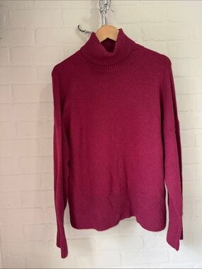 J crew knit sweater Turtleneck in Berry red wool blend NeW